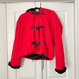 Vintage Ashley Scott Red Wool Coat with Black Toggles